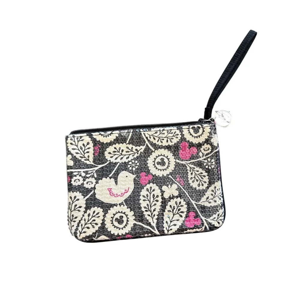 Vera Bradley Disney Parks Mickey Meets Birdie Sequin Wristlet Pouch Bag